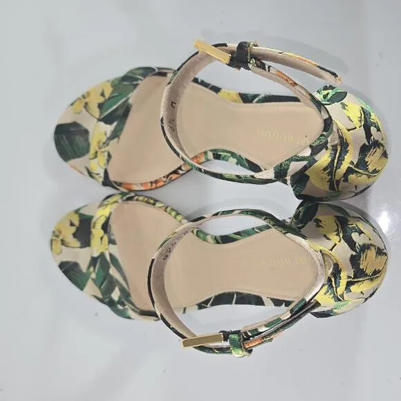 0156 Stuart Weitzman Botanic Green Ankle Strap Heel Sandals 8.5M
