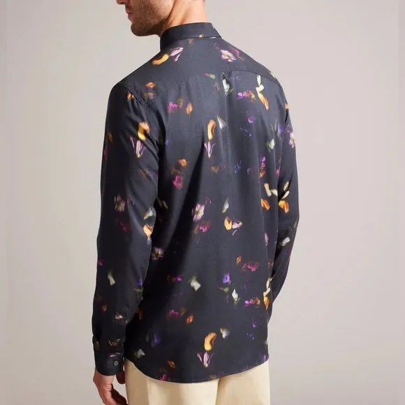 $160! TED BAKER Bari Photographic Floral Shirt SZ 1 NWT!