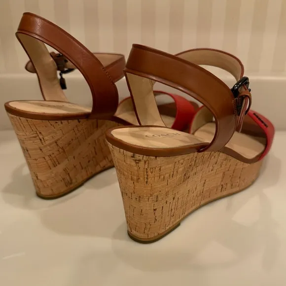 Coach Fran Cork Platform Wedge Slingback Sandal Size 9 1/2