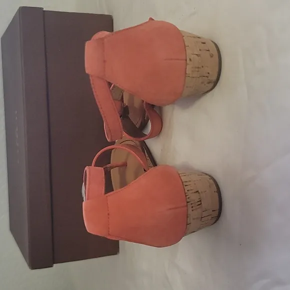 Coach New Sandal Ankle Strap Papaya Ines Nubuck