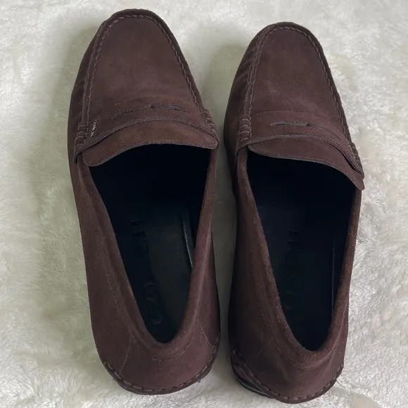 Coach Shoes Men’s MOTT DRIVER Brown Suede Slip On Stylish Loafers Size 10.5D