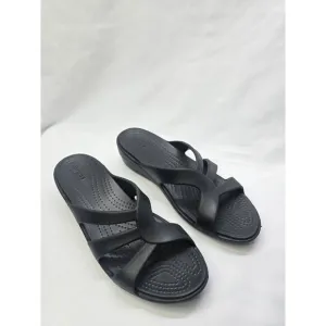 Crocs Women's Sanrah Wedge Strappy Sandals Black Size 10