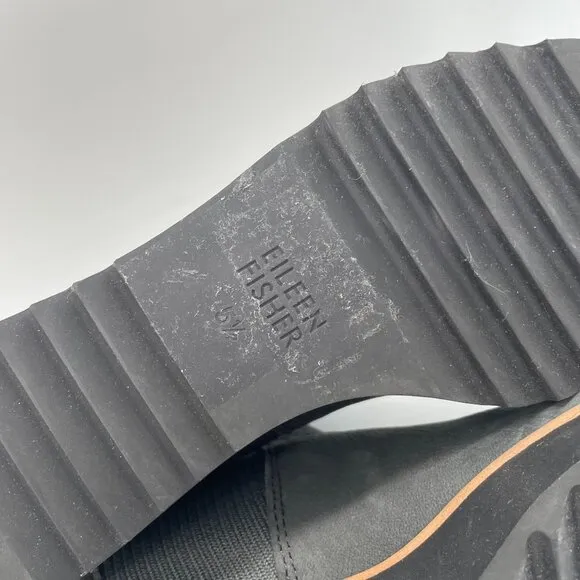 Eileen Fisher Lilou Nubuck Recycled Stretch Knit Bootie Wedge Gray Womens 5.5