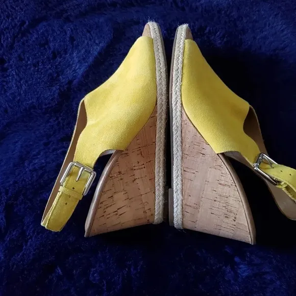 FRANCO SARTO suede yellow wedge sandals
