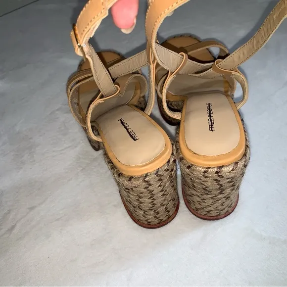 Free people fahn jute platform tan leather heel shoes size 11 new in box…