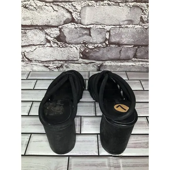 Free People Black Leather Cuban Heel Cage Strappy Sandals Women’s 37.5M US/7M US