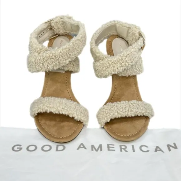 Good American Sherpa Sandals Heels Size 7