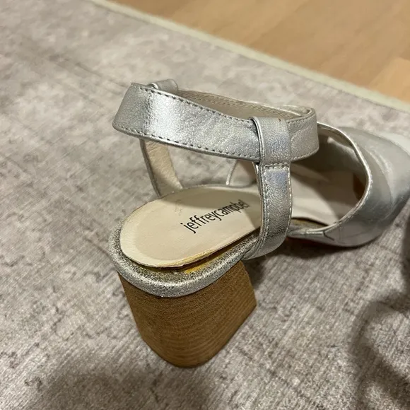 Jeffrey Campbell Metallic Block-Heeled Sandals size 6 , Velcro adjustable strap
