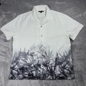 John Varvatos Men's Danny Camp Shirt XL White Floral Retro Short Sleeve