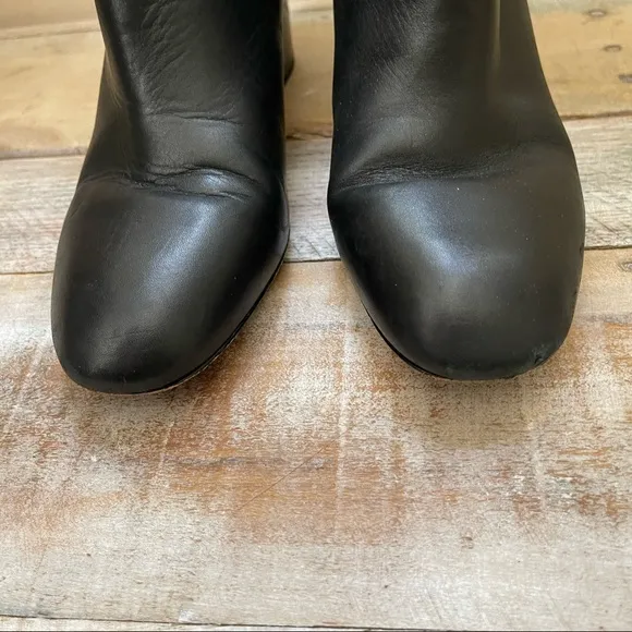 Kate Spade New York Leah Chelsea Block Heel Black Leather Ankle Booties Boots
