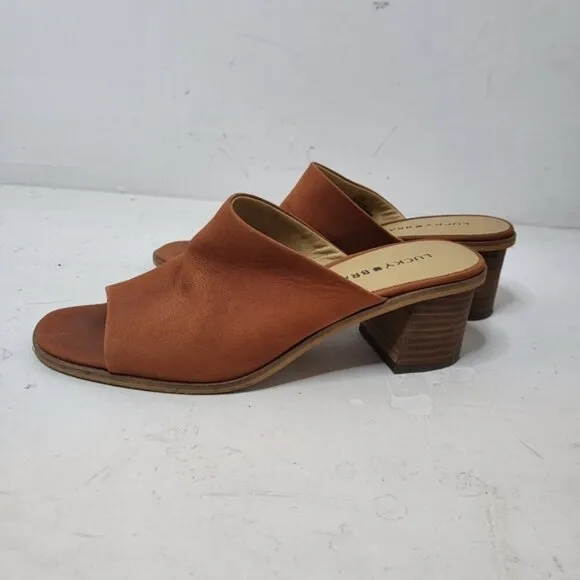 Lucky Brand Lutena Leather Block Heel Sandals Size 8
