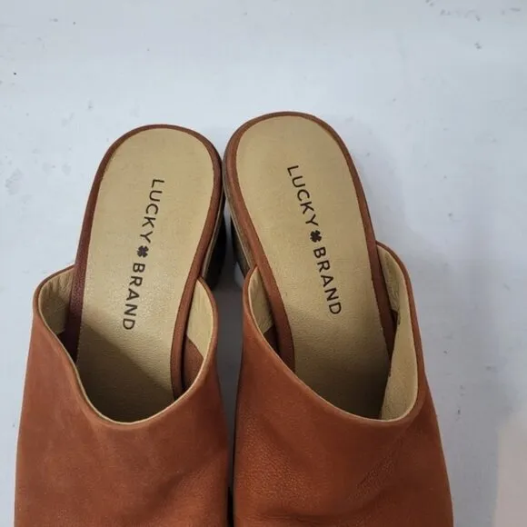 Lucky Brand Lutena Leather Block Heel Sandals Size 8