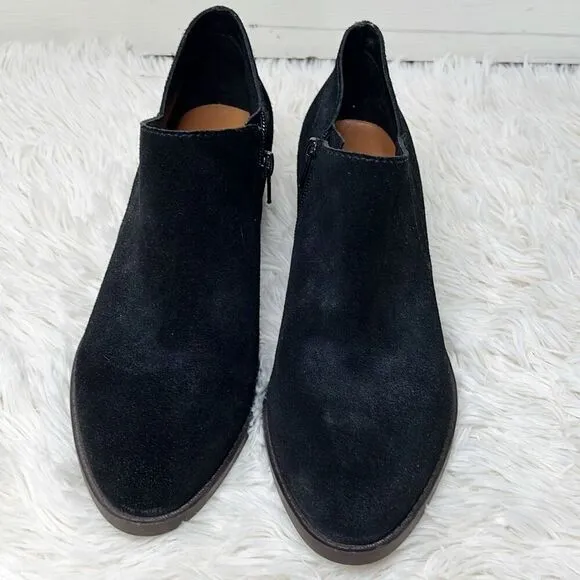 Lucky Brand Fanky Bootie Suede Ankle Boots Black New Size  9 Nwt