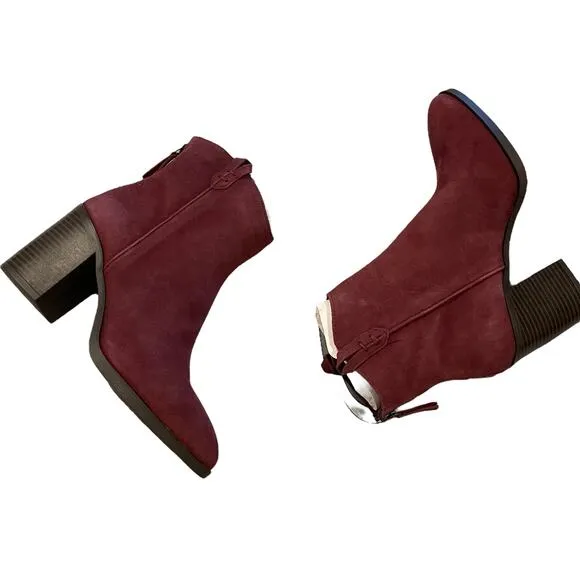 Mia Red Burgundy Rhys 8 Bootie Boot Zipper Block Heel Fall Autumn Boho