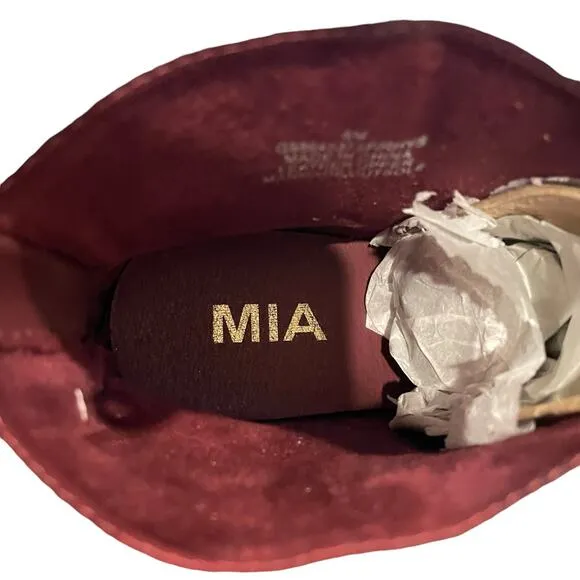 Mia Red Burgundy Rhys 8 Bootie Boot Zipper Block Heel Fall Autumn Boho