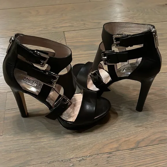 Michael Kors black high heel sandals lightly worn