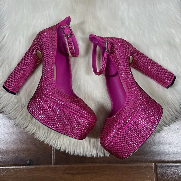 NEW Antonio Melani Capsule Dr. Bridget Hotfix Size 8M Rhinestone Platform‎ Heels