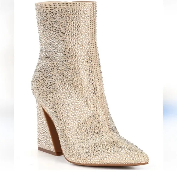 New! Gianni Bini Zeller Sparkle Block Heel Booties Boots Sz 7.5