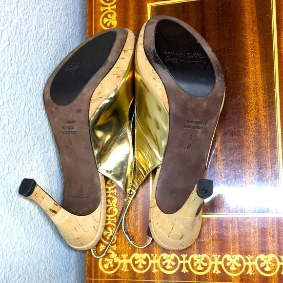 NWD 7.5 fit like Donald J Pliner 8  Gold sling back pumps shoes