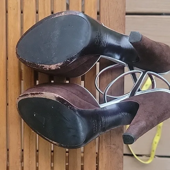 Prada Brown Suede Peep Toe Platform Shoes - Size 39.5  US 9