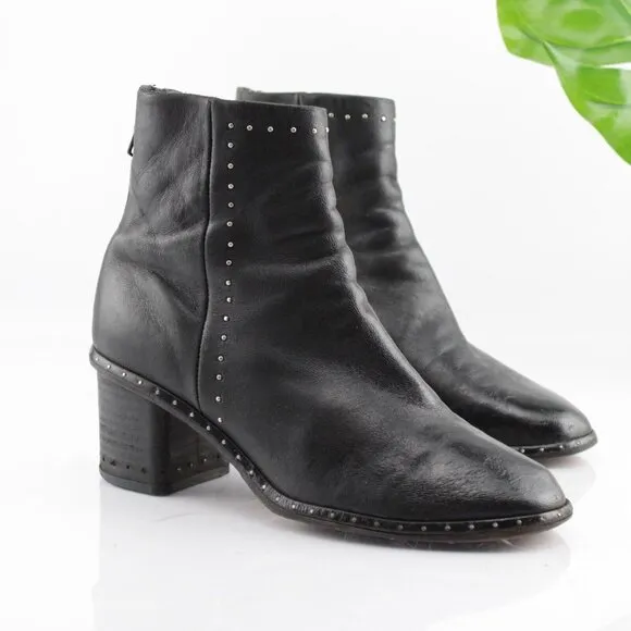 Rag Bone Womens Willow Boots Size 35 5 Black Leather Studded Block Heel Bootie