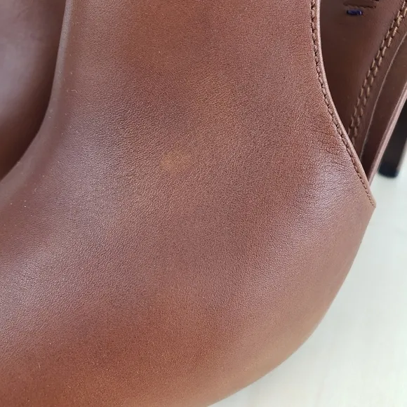 Ralph Lauren Purple Label High Heel Peep Toe Bootie Brown Leather Size 9.5