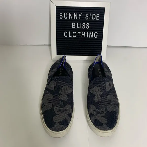Rothy’s Gray Multi Colored Camo Athletic Slip On Platform Shoes Size 7.5