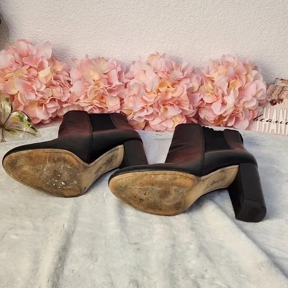 𝅺SAM Edelman Case Leather Block Heel Boots Size: 8.5