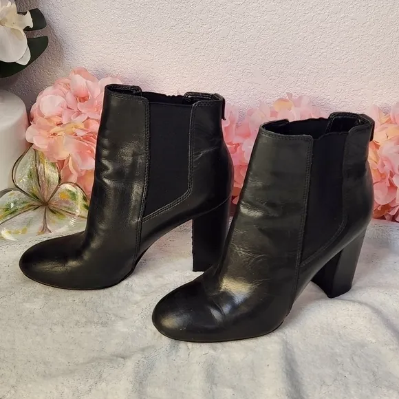 𝅺SAM Edelman Case Leather Block Heel Boots Size: 8.5