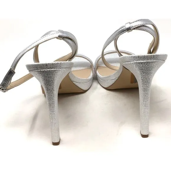 Sam Edelman Jade Women's Size 9 Silver Ankle Strap High Heel Sandals Shoes