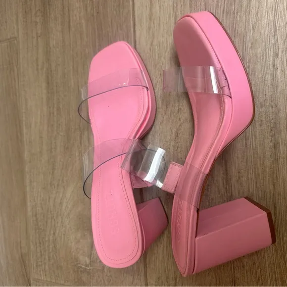 Schutz Pink Block Heel Sandals
