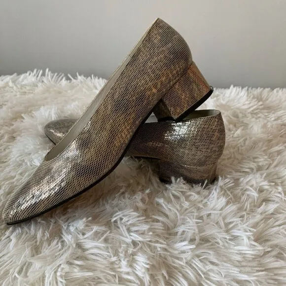Stuart Weitzman Shoes Women’s Size 6B Leather Snakeskin Print Block Heel‎