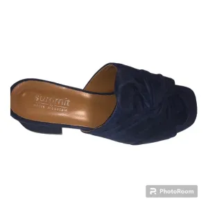 Summit White Mountain Navy Blue Suede Leather Heeled Slides Sandals NWB Size 6