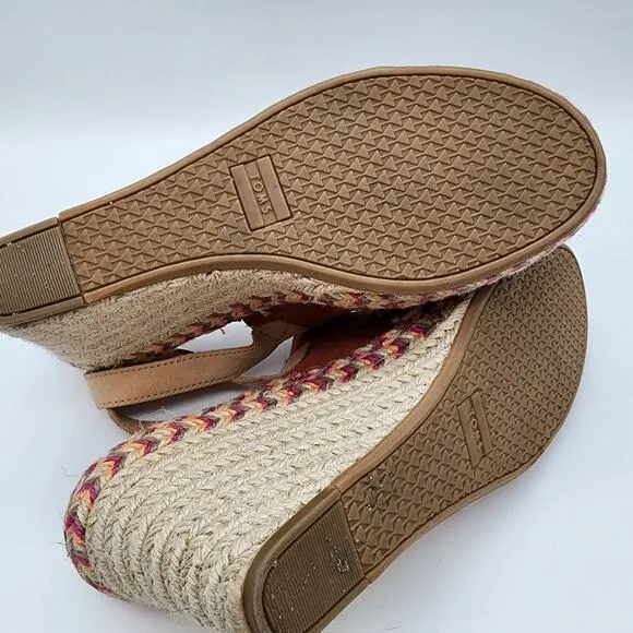TOMS Womens 9.5 Monica Slingback Wedge Sandals Spice Suede Boho 10013450