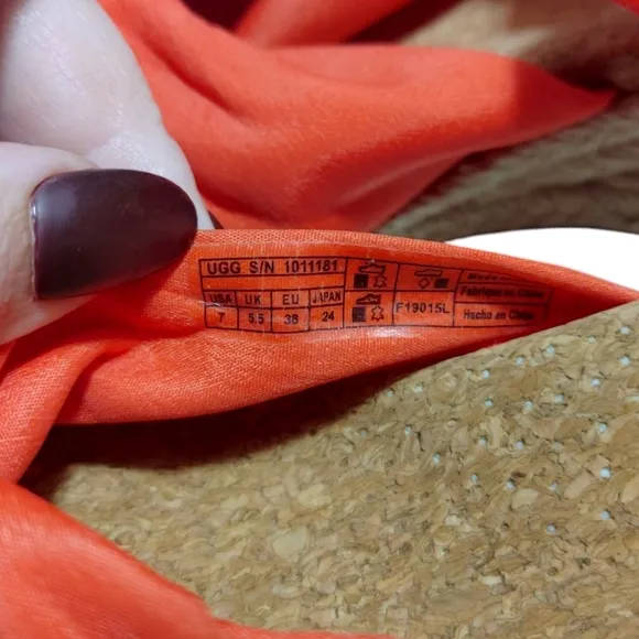 UGG Orange Ribbon Starla Ankle Wedge Heel Sandals Womens Size 7
