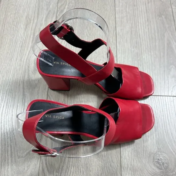 Via Spiga Evelyne Red Leather Heeled Sandals