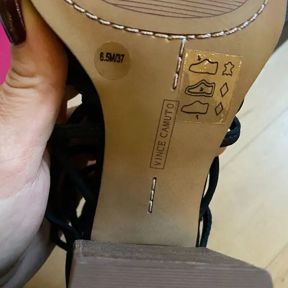 Vince Camuto BNWT sandals black &quot;karika&quot; leather sz 6.5