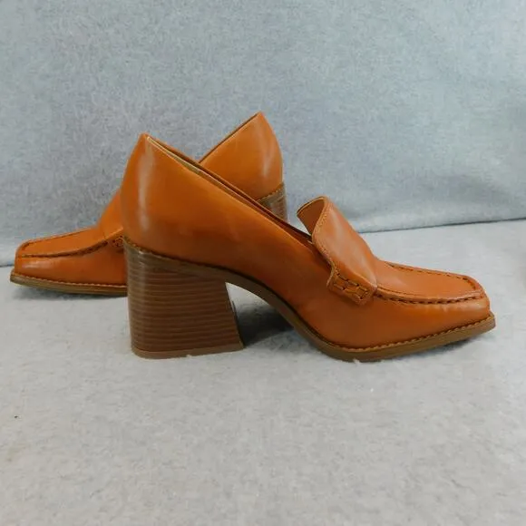 Vince Camuto - Women's Shoes Brown Segellis Stacked Heel Leather Loafers-Size 6