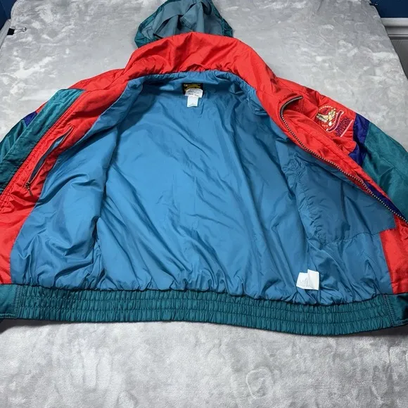 VNTG 1994 Descente Women's Ski Jacket Green Blue Red Color Block Subaru Ski WCF